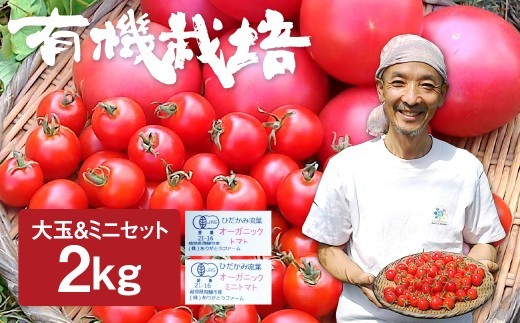 【令和8年産 26年先行予約】トマトとミニトマトのセット 有機JAS認定  2kg とまと 大玉 甘い 特産 国産 野菜 ミニトマト 旬 有機野菜 ありがとうファーム 送料無料  [A0091x_26] 《hida0307》