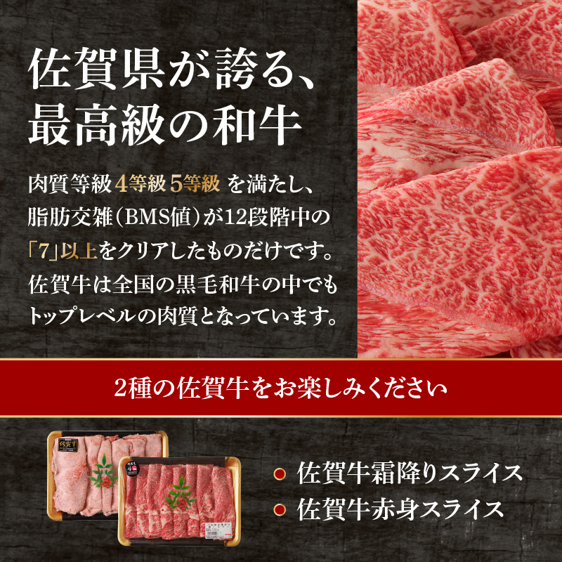 佐賀牛霜降り・赤身スライス食べ比べ 1.2kg（11月配送） ／ 中山牧場 直送 牛肉 すき焼き 佐賀牛 赤身スライス しゃぶしゃぶ 肉 牛 霜降り 黒毛和牛 牛肉 すきやき スライス 肩ロース肉 佐