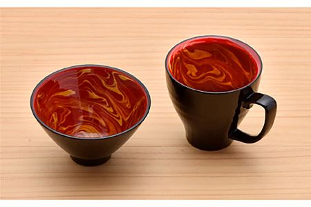 【波佐見焼】レッドマーブル マグカップ2個 飯碗2個セット 茶碗 丼 スープマグ  食器 皿 【舘山堂】 [RC23] 波佐見焼