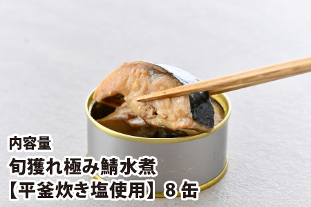 旬獲れ極み鯖水煮缶詰 【平釜炊き塩使用】 8缶 サバ缶 おつまみ 保存食 [A-003060]