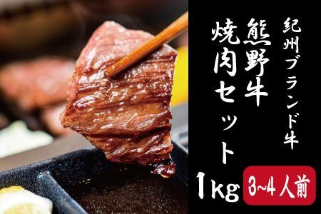 特選黒毛和牛 熊野牛 焼肉セット（バラ・肩ロース） 約１kg 【mtf400】