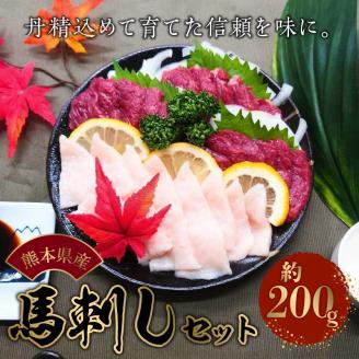 118-5 熊本県産馬刺しセット約200g（赤身100g・コウネ100g）※タレ、生姜付【熊本県宇土市】