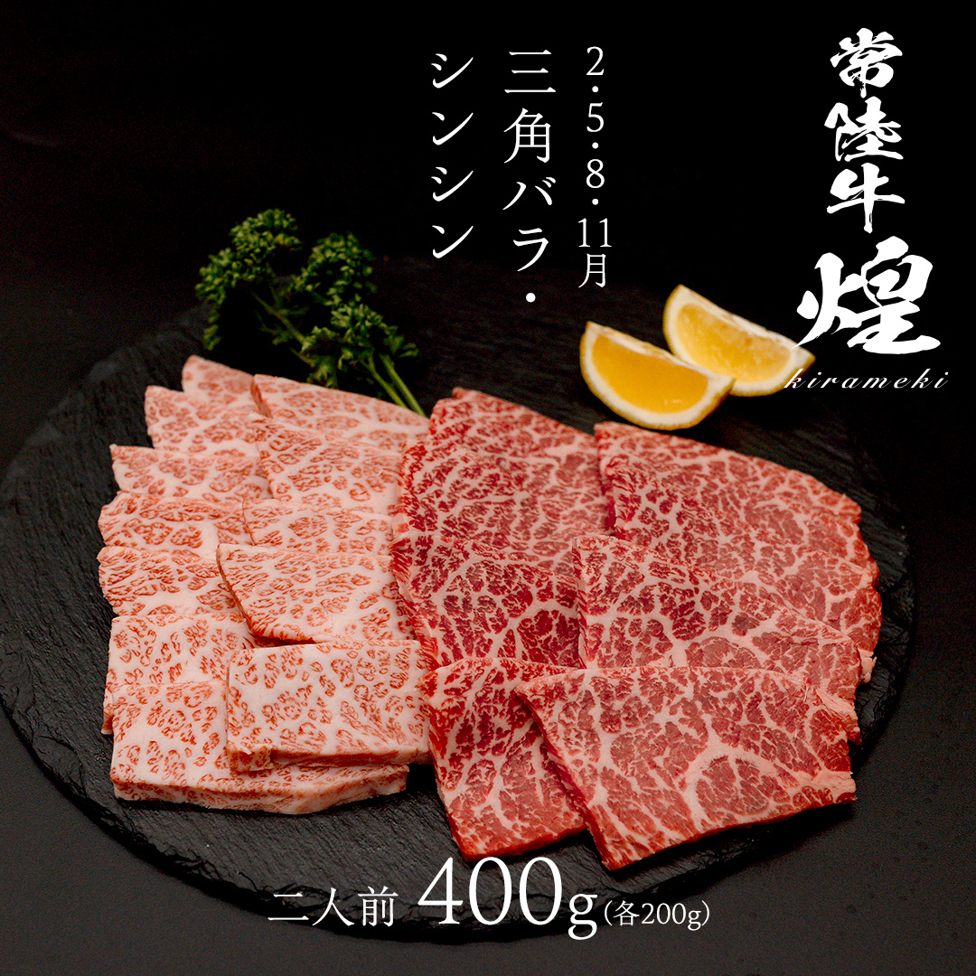 【定期便】＜全3回＞ 【 常陸牛 煌 】 焼肉 希少部位 堪能セット 約2人前 (茨城県共通返礼品)  牛肉 ブランド牛 きらめき 和牛 A5 黒毛和牛 国産黒毛和牛 国産牛 希少 贈答 ギフト [B