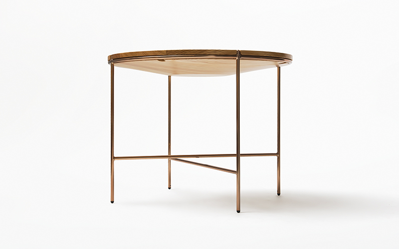 【FIL】ラウンドテーブル MASS Series 900Round Table -Natural Wood & Copper Frame-　小国杉 テーブル 丸テーブル 机 インテリア 家具 木製 