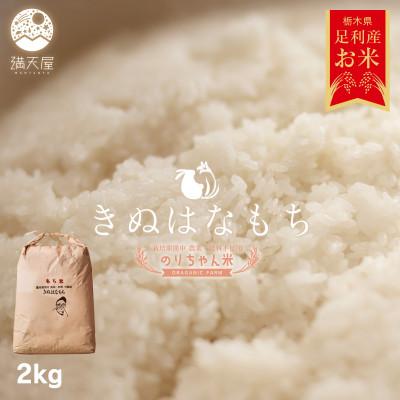 ふるさと納税 足利市 のりちゃん米 もち米(きぬはなもち)2kg＜栽培期間中 農薬・肥料不使用＞