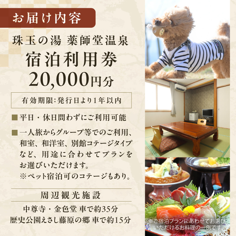  珠玉の湯薬師堂温泉 宿泊利用券20,000円 [CO002]