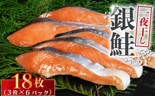 銀鮭 一夜干し 18枚 （6パック×3枚） 干物 ひもの さけ 鮭  魚 海鮮 おかず 酒 のあて おつまみ 弁当 塩 魚介 惣菜  食品 冷凍食品 グルメ 贈答 贈り物 プレゼント ギフト お取り寄せ ふるさと納税 送料無料 千葉県 銚子市 株式会社甲印小西商店