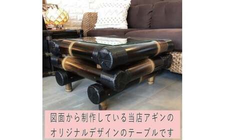 【受注生産】バンブーガラステーブル（座卓）60cm (KDF-27)