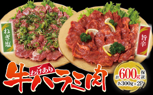 訳あり 牛ハラミ肉(旨辛、ねぎ塩) 600g