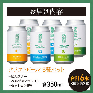 【希望の丘醸造所】 クラフトビール3種 各2本（ピルスナー・ベルジャンホワイト・セッションIPA各350ml）計6本セット ｜ クラフトビール 