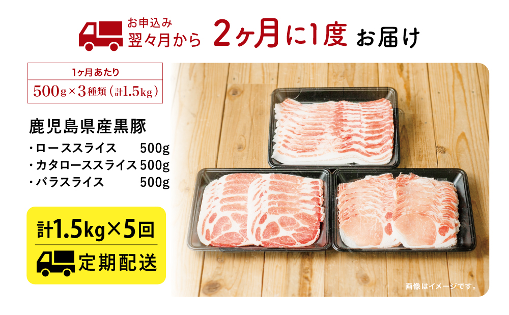 【定期便 全5回】鹿児島県産 黒豚しゃぶしゃぶ定期便 （計1.5kg×5回） 黒豚 ロース バラ 肩ロース 食べ比べ 定期便 鍋 お鍋 冷しゃぶサラダ お肉 豚肉 小分け 冷凍 スライス ポーク ブラ