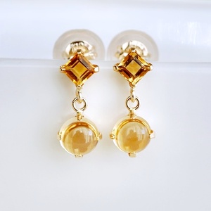 【ジュエリー】K10 イエローゴールド シトリン 揺れる ピアス 保証書付 SR-2012 242-003-c