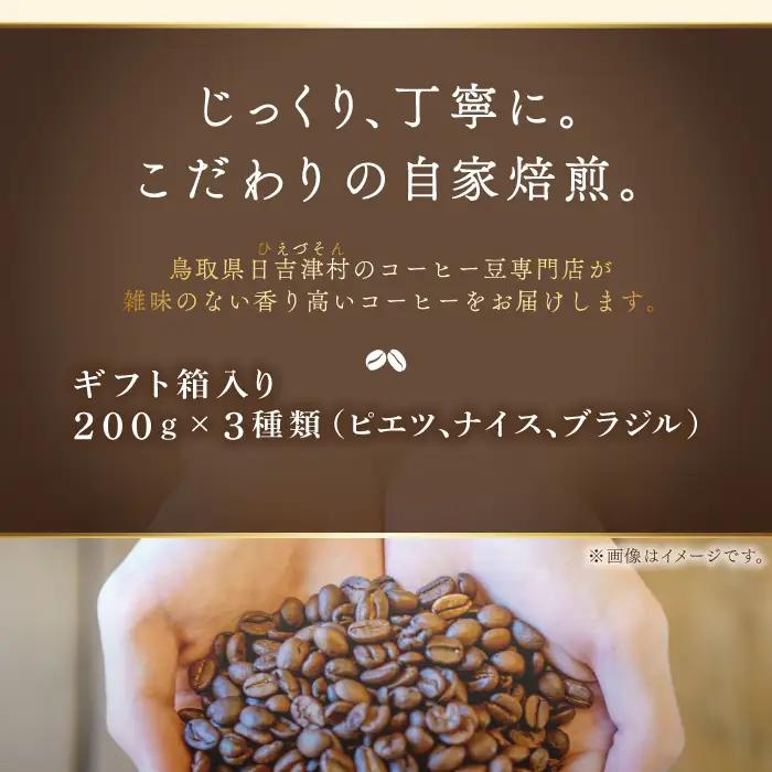 人気のコーヒー（粉）ギフト箱入り　600g（200g×3種）
