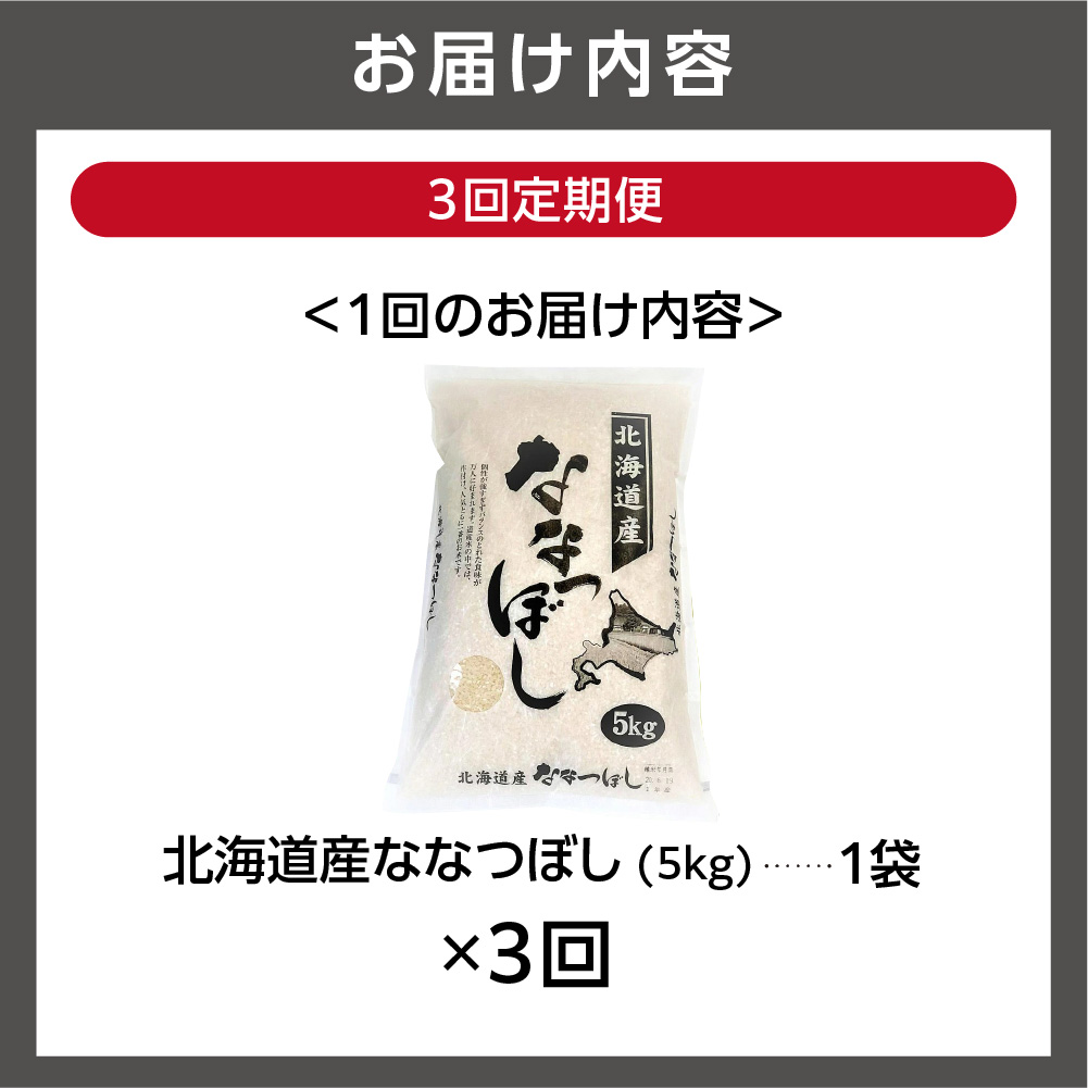 【定期便3ヶ月】【令和7年度産】北海道産ななつぼし 5kg×3回｜米 お米 特Aランク 北海道 石狩市_is021-034-999