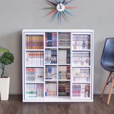 ふるさと納税 海南市 スライド本棚 ダブル 幅90cm ホワイトオーク スライド式 コミック収納 AKU100549803