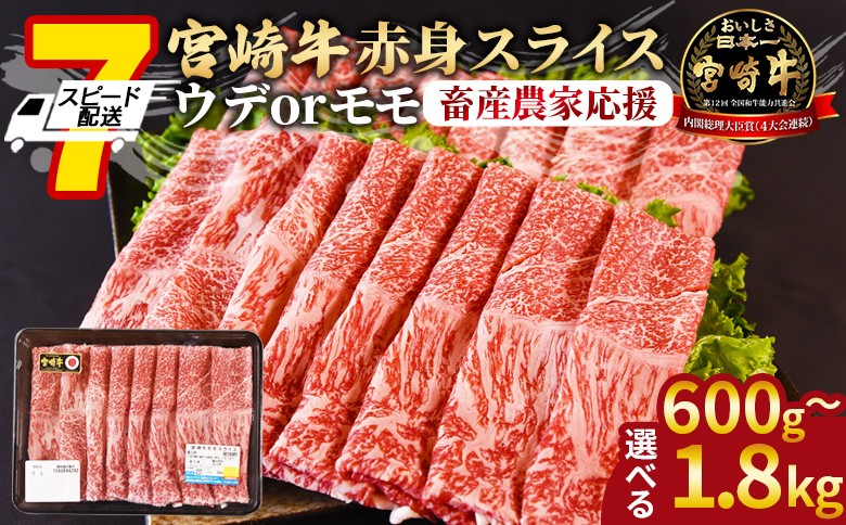 
            【畜産農家応援】＜宮崎牛赤身(ウデorモモ)スライス＞ご希望の出荷時期をお選びください。 【 国産 黒毛和牛 牛肉 牛 精肉 スライス 赤身スライス ウデ肉 モモ肉 4等級以上 ブランド牛 赤身 旨味 贈答品 ギフト 贈り物 プレゼント 化粧箱 すき焼き グルメ ミヤチク 宮崎県 国富町 】
          
