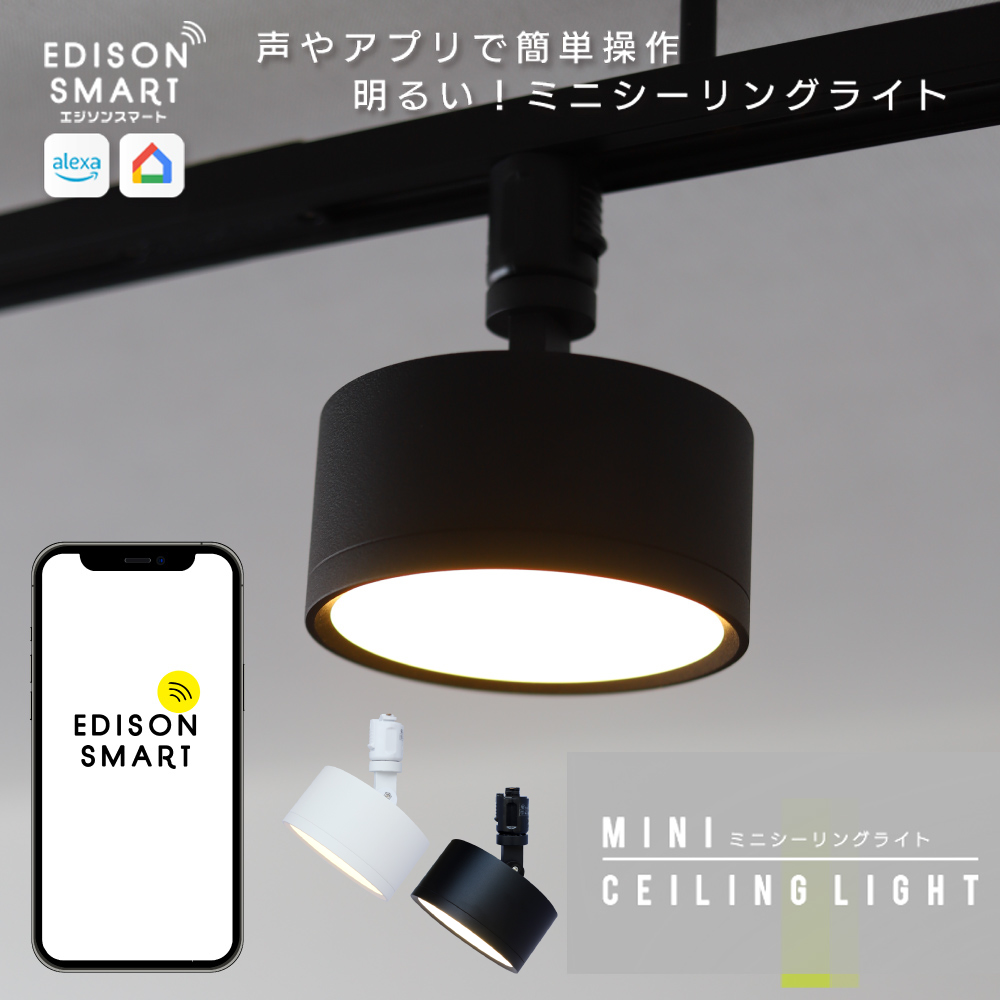 エジソンスマート ミニシーリングライト アーム付き(ダクトレール用) 福岡市【ホワイト】