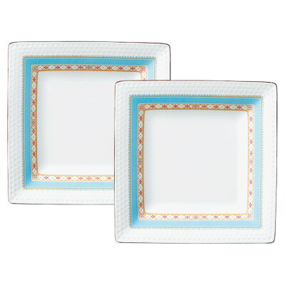 【ふるさと納税】ノリタケ【ハミングブルー】19cmスクエアプレートペア【1637936】