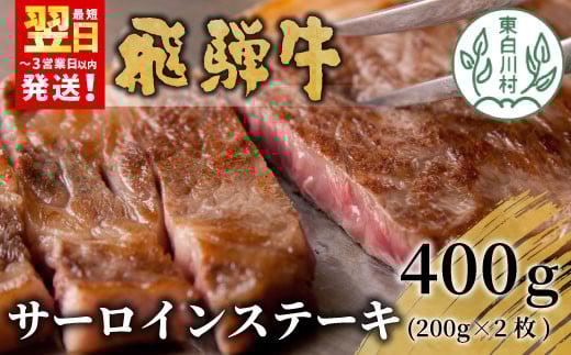 【3月発送】 飛騨牛 サーロインステーキ 400g 200g×2枚 牛肉 和牛 肉 ステーキ 東白川村 岐阜 贅沢 霜降り 養老ミート 25000円
