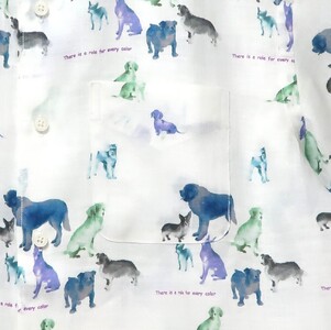 CLOFT 麻100％半袖プリントシャツ”犬のシルエット柄”（C/＃11 ホワイト） XL 0139-027-S07-3