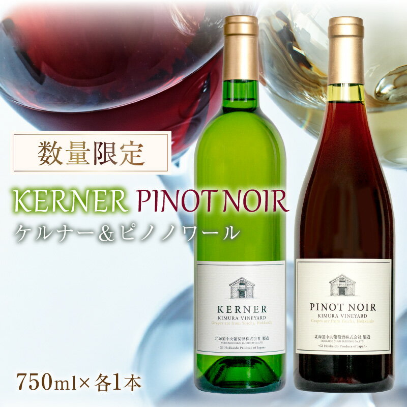 【ふるさと納税】ケルナー2024年＆ピノノワール2024年 750ml× 各1本 セット ギフト【数量限定】赤ワイン 白ワイン 辛口 北海道産