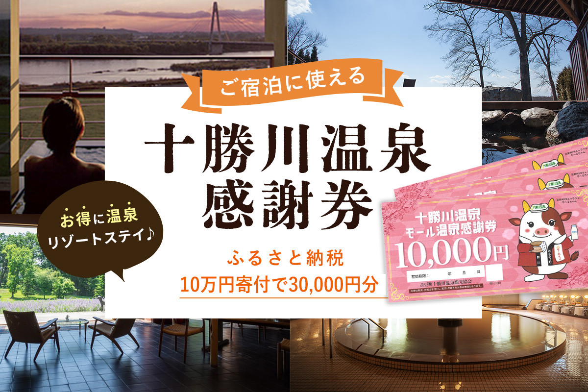 
十勝川温泉モール温泉感謝券30,000円分【T-100000】
