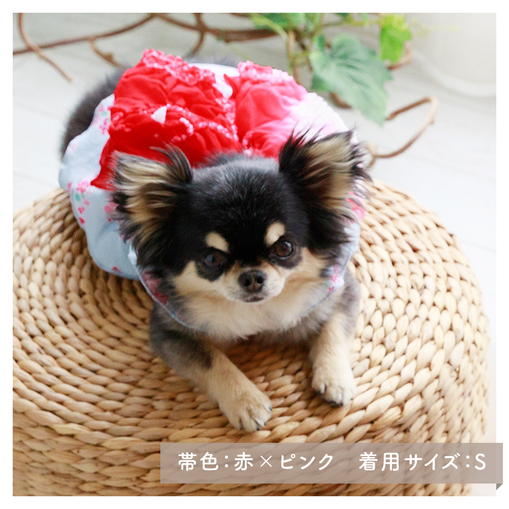 サンドレス浴衣 さくらんブーケ 犬用 (M) 浴衣風 祭り ゆかた さくらんぼ りぼん【ココアトワ(cocoAtoi)】