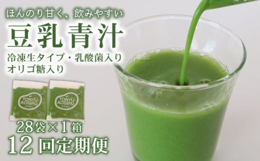 【12回定期便】 豆乳青汁 【生】 冷凍 1箱 2.8kg( 100g × 28袋 ) | 健康 美容 乳酸菌 国産 ケール 大豆 ビタミン ミネラル 食物繊維 冷凍 ロングセラー お試し青汁 遠藤青汁 新鮮 高知県 南国市