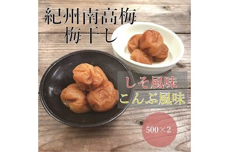 【贈答用】紀州南高梅 食べ比べセット 500g×2　（しそ・こんぶ風味）