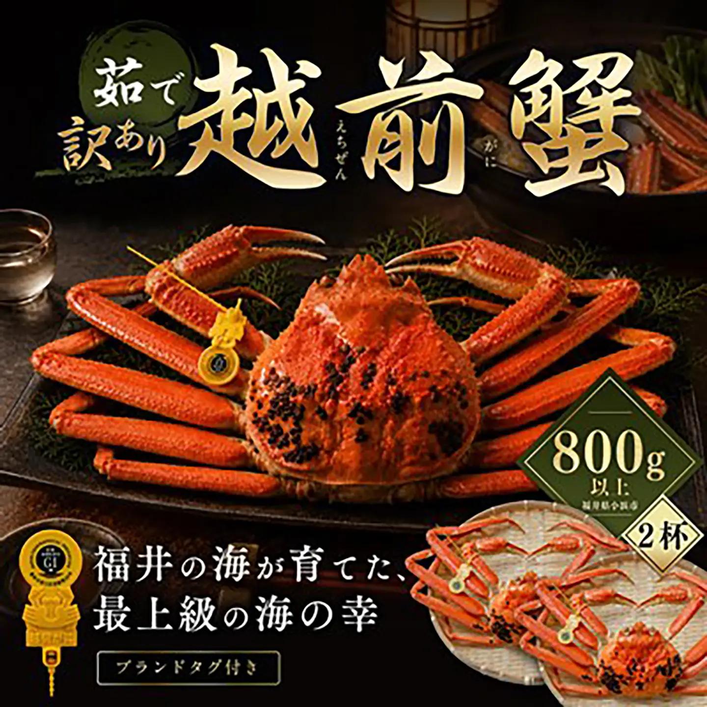 【先行予約/11月18日より順次配送】【訳あり】越前がに 800g×2杯 茹で 福井県産ズワイガニ 脚折れ・欠け / かに カニ 蟹 越前ガニ ズワイガニ ボイル / 小浜市 / 一進わかさ【配送不可地域:北海道・沖縄・離島】[BFES022]