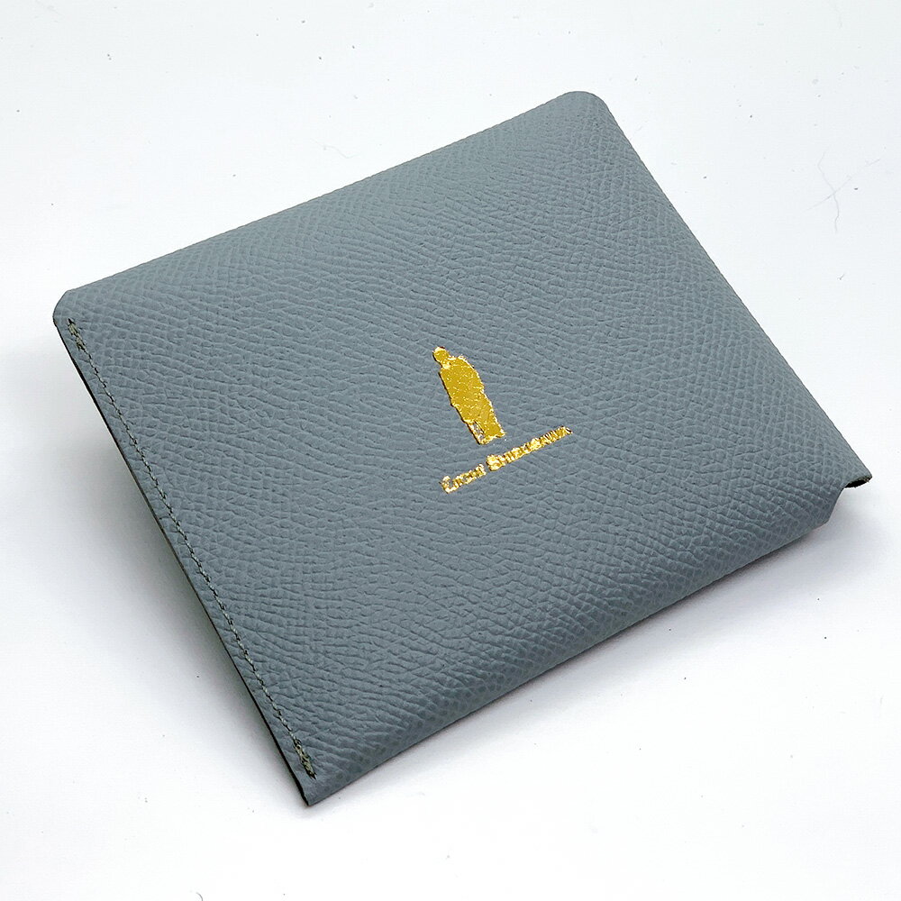 【ふるさと納税】渋沢栄一翁 コンパクト財布 1点 ライトグレー 灰色 W110×H90×D20mm 牛革 レザー カード 札入れ コイン 小銭入れ 財布 ウォレット 東京都 北区 送料無料