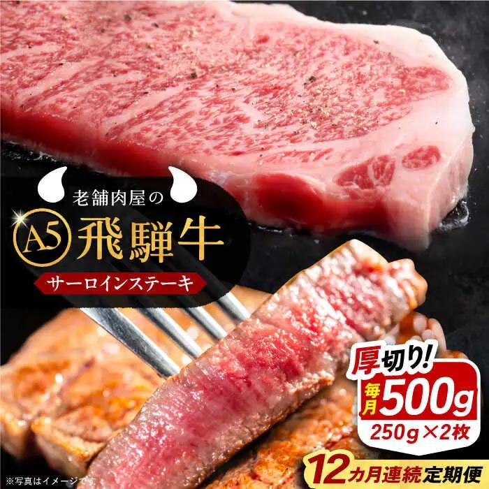 【12回定期便】 飛騨牛 サーロインステーキ (A5ランク) 1パック (250g×2枚) / 恵那市 / 岩島屋 [AUAJ029]