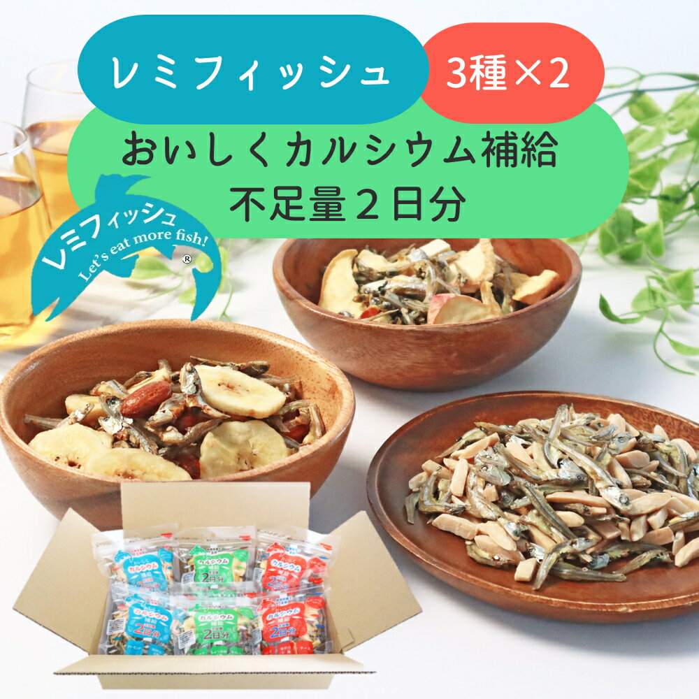 【ふるさと納税】ジョイフーズ「レミフィッシュおいしくカルシウム補給不足量2日分」 3種セット｜ カルシウム 小魚 味付け小魚 アーモンド ドライバナナ リンゴチップ チーズ 6袋 3種類 レミフィッシュ カルシウム補給 おやつ 美味しい お取り寄せ おつまみ ジョイフーズ