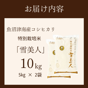 【6ヶ月定期便】魚沼産コシヒカリ 特別栽培 雪美人 10kg（5kg×2袋）| 津南町 魚沼 令和8年