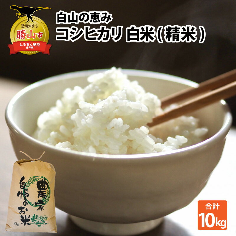 【ふるさと納税】令和7年産 コシヒカリ 精米 10kg 福井県勝山市産｜白山の恵み 雪解け水育ち 甘みと粘り 冷めても美味しい おにぎり・お弁当