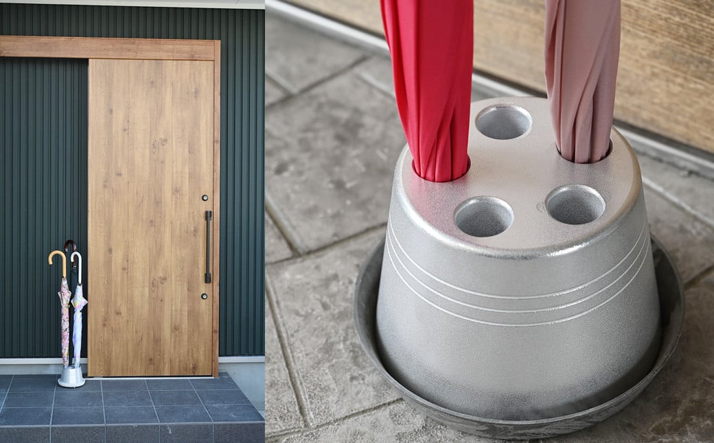 
            コンパクト 傘立て （ロゴ無し） 受皿（グレー／テラコッタ／ブラウン／ブラック／ネイビー） 傘 カサ 傘立 アルミ製 かさたて かさ立て 傘たて 受け皿 シンプル 倒れにくい カフェ サロン 高級感 安定感 業務用 家庭用
          