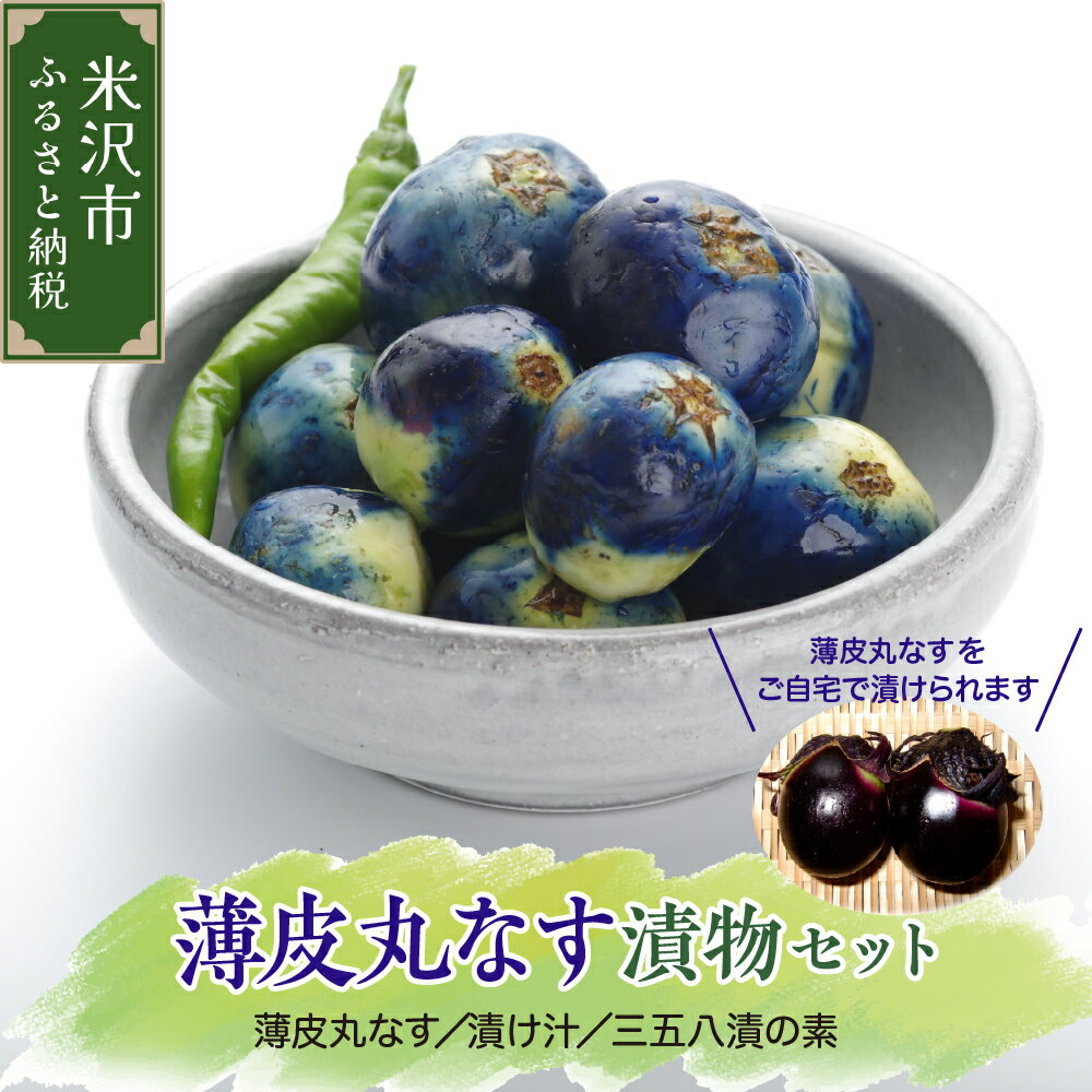 【ふるさと納税】【令和7年産 先行予約】夏野菜 漬け物セット 薄皮丸なす 茄子漬 漬け物キット【8月中旬～9月中旬頃お届け】2025年産 旬 夏 野菜 伝統野菜 なす漬 三五八 夏の味覚 食べ比べ 浅漬け 産地直送 詰め合わせ 贈答 ギフト 山形県 米沢市 今が旬