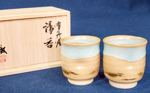 A-477 雪舟焼　夫婦湯呑（桐箱入り）