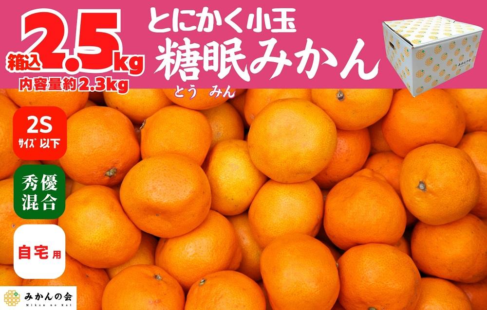 熟成 みかん とにかく 小玉 箱込2.5kg ( 内容量 2.3kg ) 2Sサイズ以下 秀品 優品 混合 有田みかん 和歌山産 産地直送 家庭用 【みかんの会】