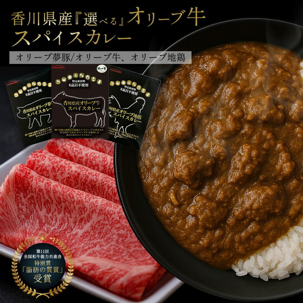 【ふるさと納税】 レトルトカレー 3種類から選べるスパイスカレー 「香川県産オリーブ牛・夢豚・地鶏使用 食べ比べセット」 グルテンフリー [ 詰め合わせ カレー セット 人気 グルメ ギフト 10000円 ～ 40000円 台 地鶏 送料無料 返礼品 香川県 三豊市 讃岐罐詰株式会社 ]