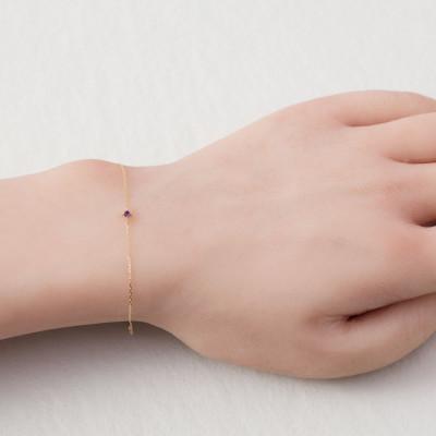 ふるさと納税 大津市 【10金 ブレスレット】2月誕生石アメジスト 毎日使える 天然石ジュエリー K10イエローゴールド |  | 01