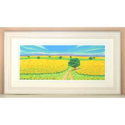 ふるさと納税 川口市 栗乃木ハルミ版画額装品「菜の花の道」