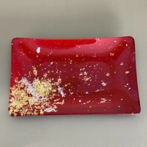 角小皿（金箔) 本朱 ［NF141］