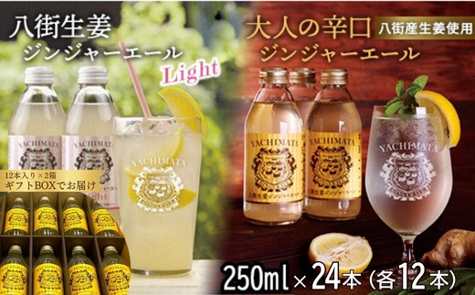 ギフトボックス入り 八街生姜ジンジャーエール ２種セット 飲み比べ 八街生姜ジンジャーエールLIGHT ＋八街生姜ジンジャーエール（24本セット） ジンジャーエール 贈答用 ギフト ギフト用 生姜 八街 ジュース ジンジャー 炭酸飲料 生姜 国産  千葉
