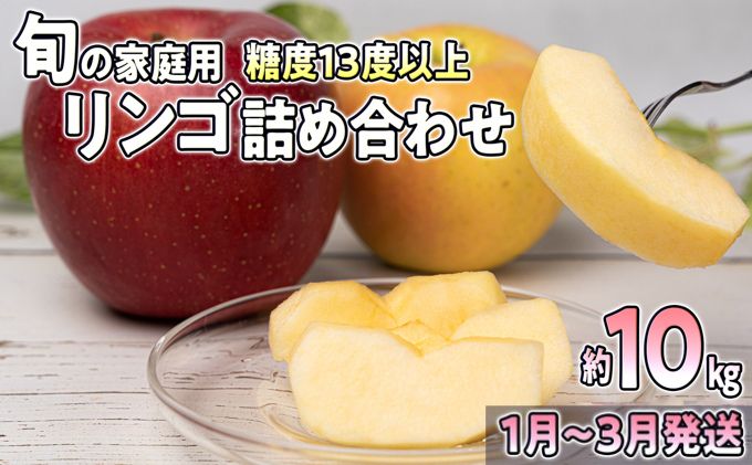 【1月～3月発送】家庭用 旬のリンゴ詰め合わせ 約10kg糖度13度以上【弘前市産・青森りんご】