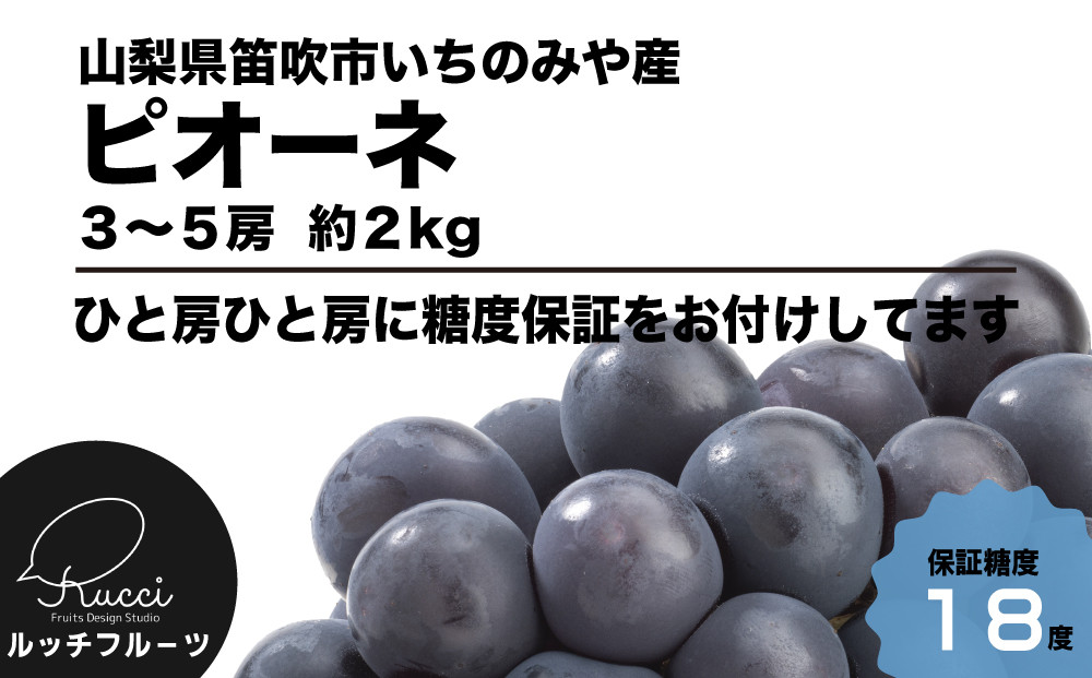 
【全房糖度18度保証付】ピオーネ 約2kg【数量限定】旬の美味しいフルーツだけをお届けします【ルッチ Rucci】産地直送 山梨県 笛吹市 果物 葡萄 ぶどう 黒ブドウ 黒系 贈答 人気 ギフト
