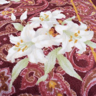 ふるさと納税 和泉市 日本製 廊下カーペット 80cm×120cm 【ユリ柄】 滑り止め加工 (エンジ) |  | 01