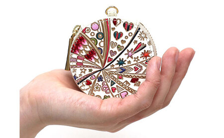 【文庫屋大関】マカロンポーチ グロッシーハート【皮革工芸品】 ポーチ ミニポーチ 小物入れ アクセサリー入れ イヤホン入れ 収納 保管ケース 手のひらサイズ  本革 革 皮革 工芸品 工芸 雑貨 ギフ