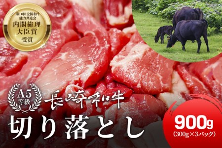 【A5等級】 長崎和牛 焼き肉用 切り落とし 300g×3 計900g [サンクスラボ 長崎県 雲仙市 item1953] 和牛 牛肉 国産 焼肉 焼き肉