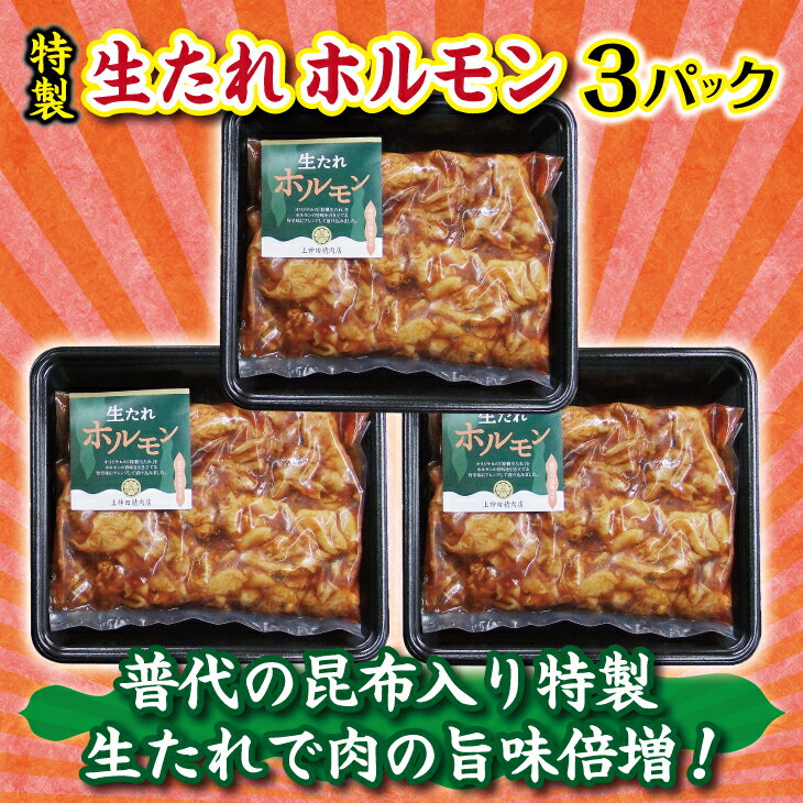 【ふるさと納税】 焼肉 豚 普代の昆布でお肉もよろコンブ♪生たれホルモン 450g×3パック 豚肉 味付け肉